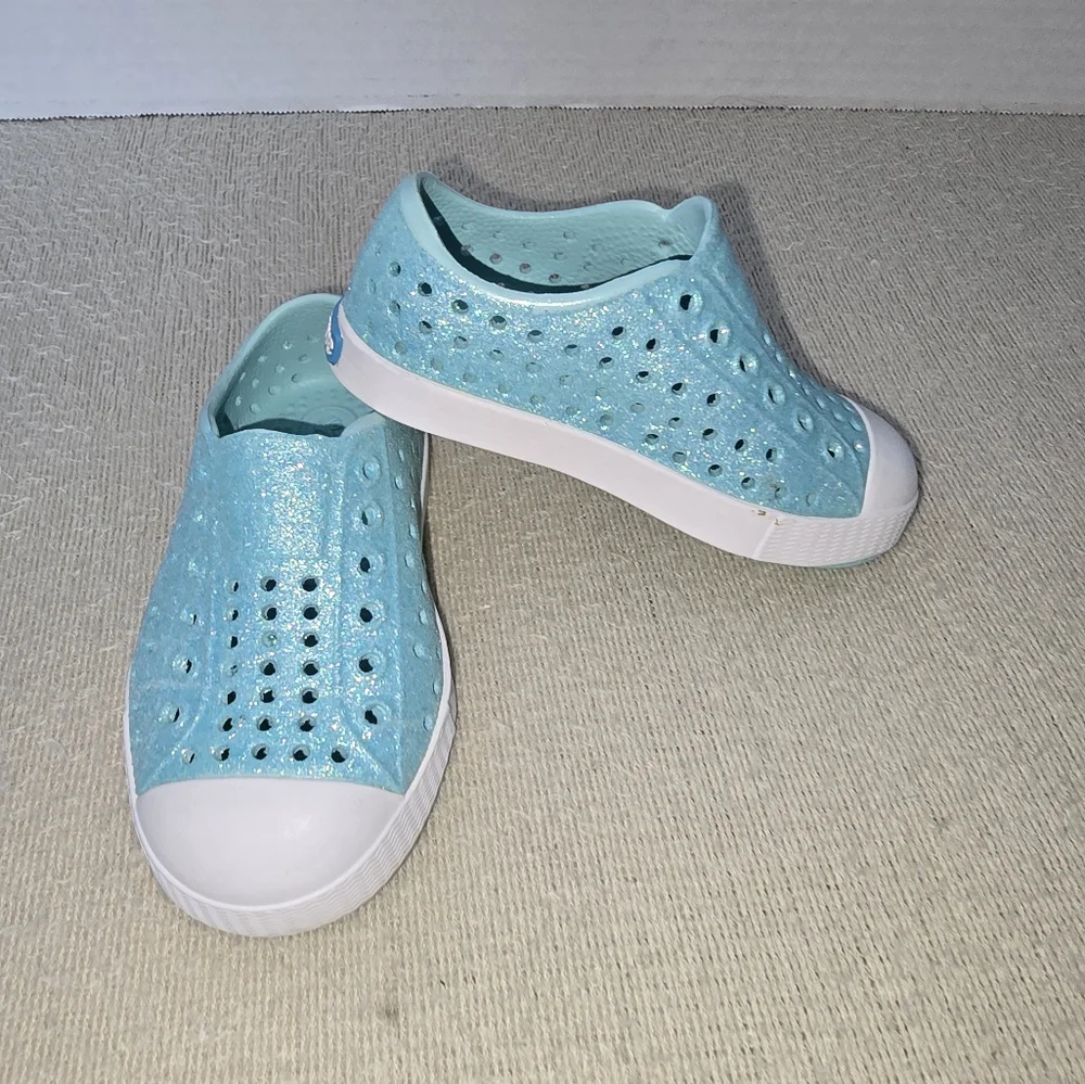 Native Jefferson Bling Glitter Blue Slip-on Sneaker shoes size C7